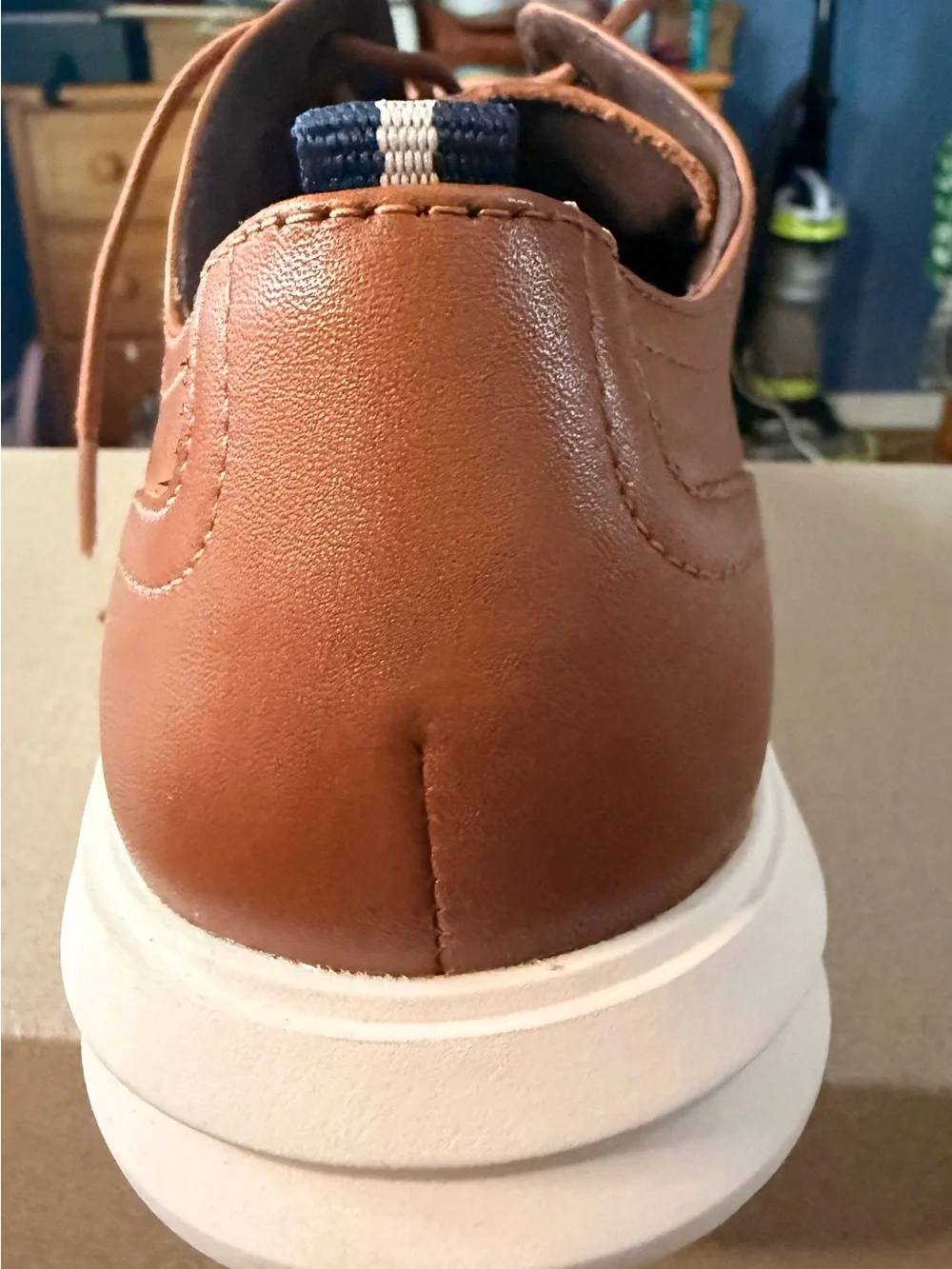 Cole Haan Tan Leather Wingtip Derbys with White Soles